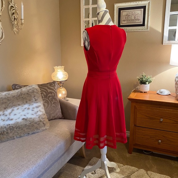 Calvin Klein Peplum Sheer Paneled Dress - Picture 4 of 6